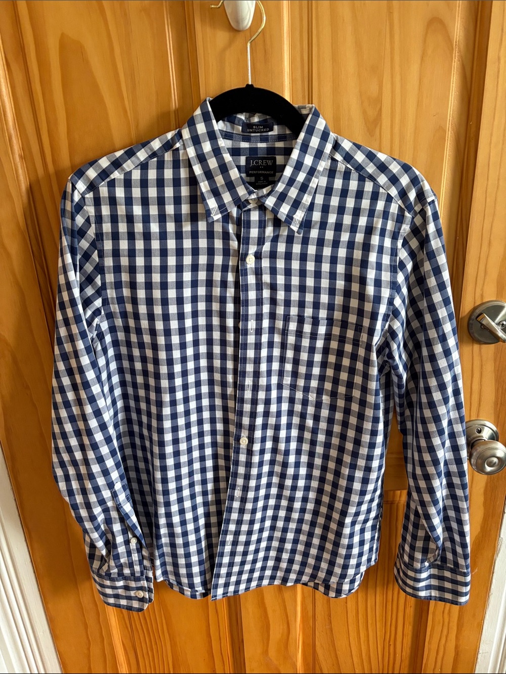 J. Crew Men’s Blue and White Gingham Button-Down Shirt